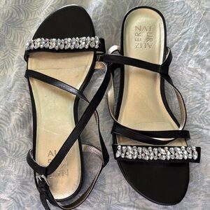 Naturalizer Black Sandals with Rhinestone Straps in new condition